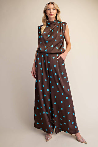 High-Waist Polka Dot Wide-Leg Tailored Trousers