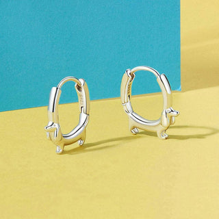 Dachshund Hoop Earrings, Sterling Silver