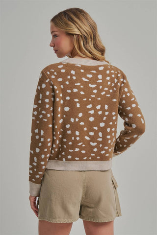 The Dappled Knit Cardigan | Premium Fawn Print Autumn Layer