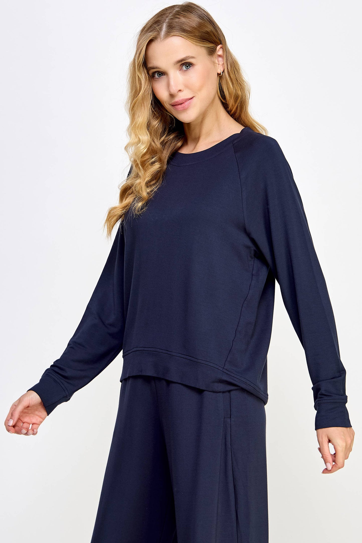 Navy Effortlessly Chic Round Neck Top