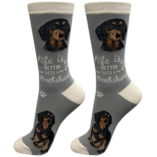 Black Dachshund Dog Socks - Fun Novelty Crew Socks -Unisex