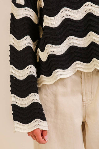 Wavy Textured Knit Spring Sweater