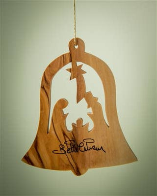 Bell with Nativity Olive Wood Ornament – 3"