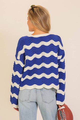 Wavy Textured Knit Spring Sweater