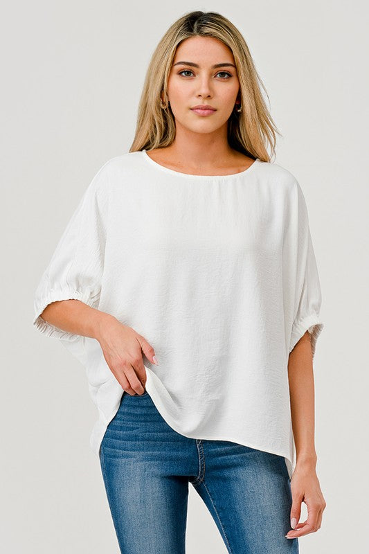 Essential Dolman Sleeve Flowy Top – Soft White - Women > Tops