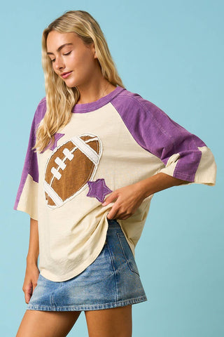 FOOTBALL PATCH MINERAL WASHED COLOR BLOCK TOP