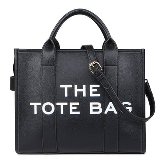 Solid Color PU Letter Tote Bag
