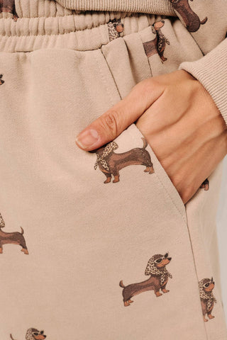 HIGH RISE WEENIE ALL OVER PRINT SWEATSHORT