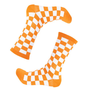 Tennessee Checkerboard Crew Socks – Orange & White Ribbed Game Day Style