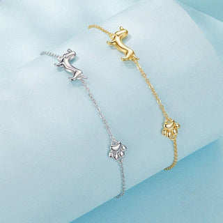 Dachshund Dog Paw Stacking Bracelet, Gold-Plated Silver