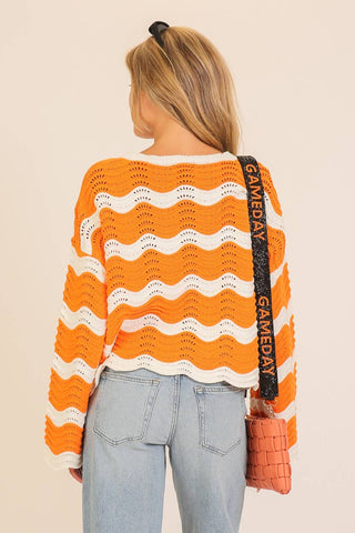Wavy Textured Knit Spring Sweater