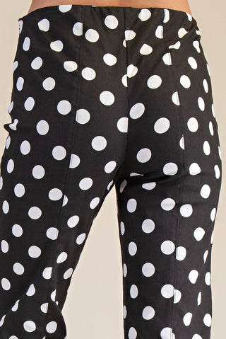 Chic High-Waisted Polka Dot Flare Crop Pants