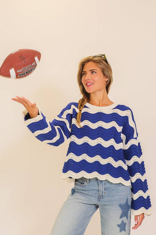 Wavy Textured Knit Spring Sweater