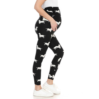 Ultra-Soft Dachshund Print Maternity Leggings