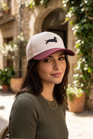 Dachshund Two-Tone Embroidered Cotton Baseball Cap