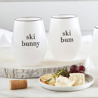 Face To Face Wine Glasses - Ski Bunny/Ski Bum - Set of 2