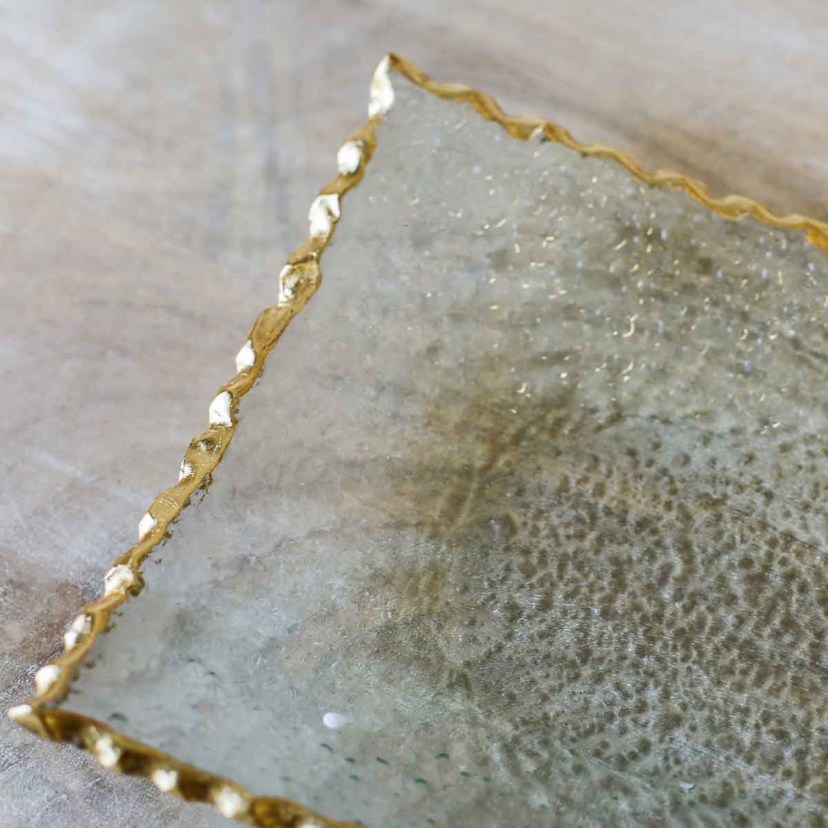 Fairbanks Rectangle Glass Platter – Elegant Clear & Gold (13.75x6’’)