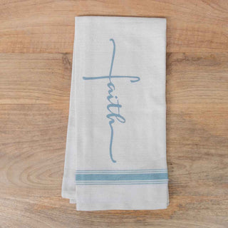 Faith Hand Towel – Elegant Cream & Blue (20x28’’) - Home