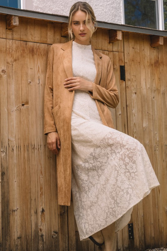 Faux Suede Duster - Skirt