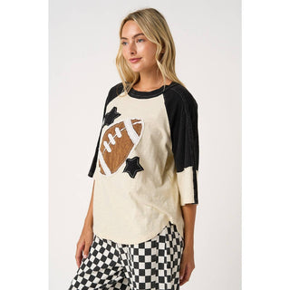 FOOTBALL PATCH MINERAL WASHED COLOR BLOCK TOP