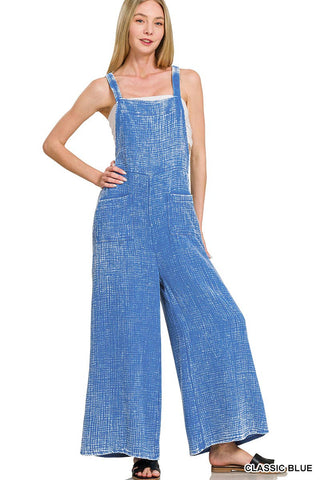 Boho Washed Double Gauze Wide-Leg Overalls
