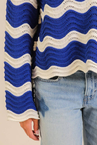 Wavy Textured Knit Spring Sweater