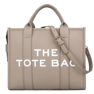 Solid Color PU Letter Tote Bag