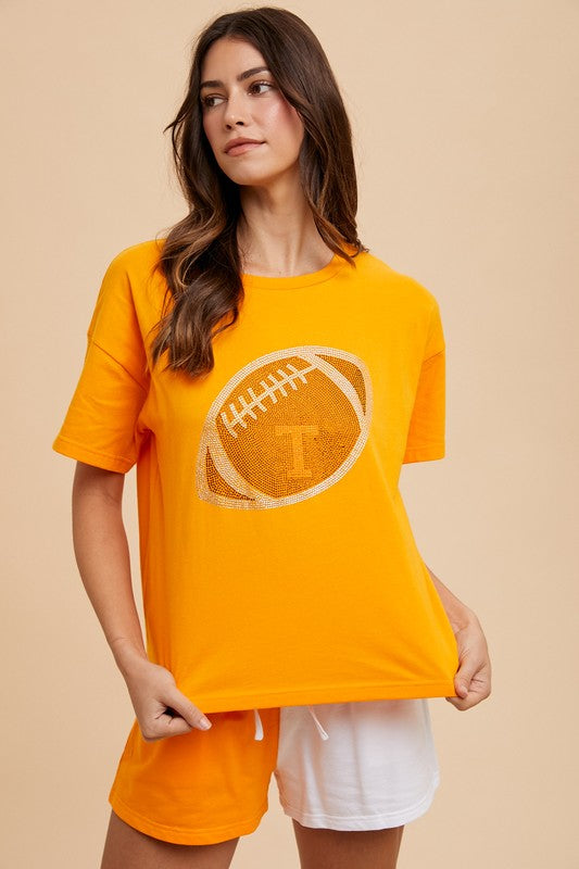 Game Day Football Rhinestone Tee – Sparkle on the Sidelines - Shirt