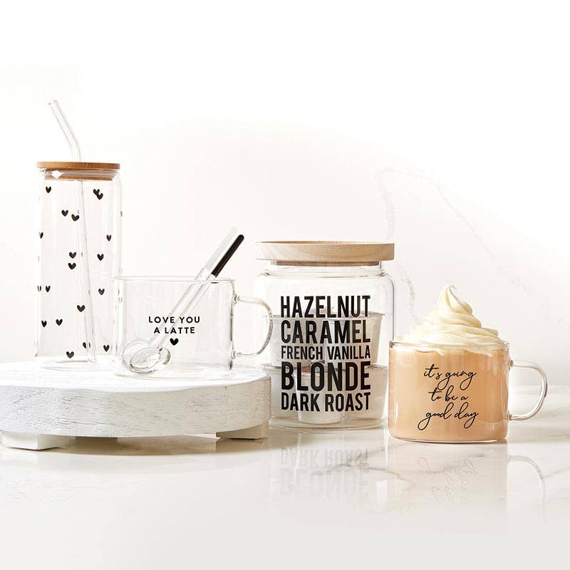 Glass Cold Brew Tumbler – Black Hearts (20 oz) - Home