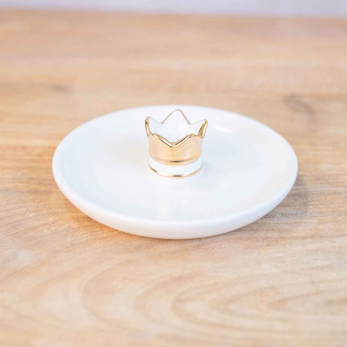 Her Highness Trinket Dish – Elegant White & Gold (5’’)