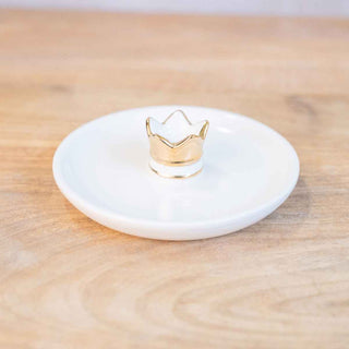 Her Highness Trinket Dish – Elegant White & Gold (5’’)