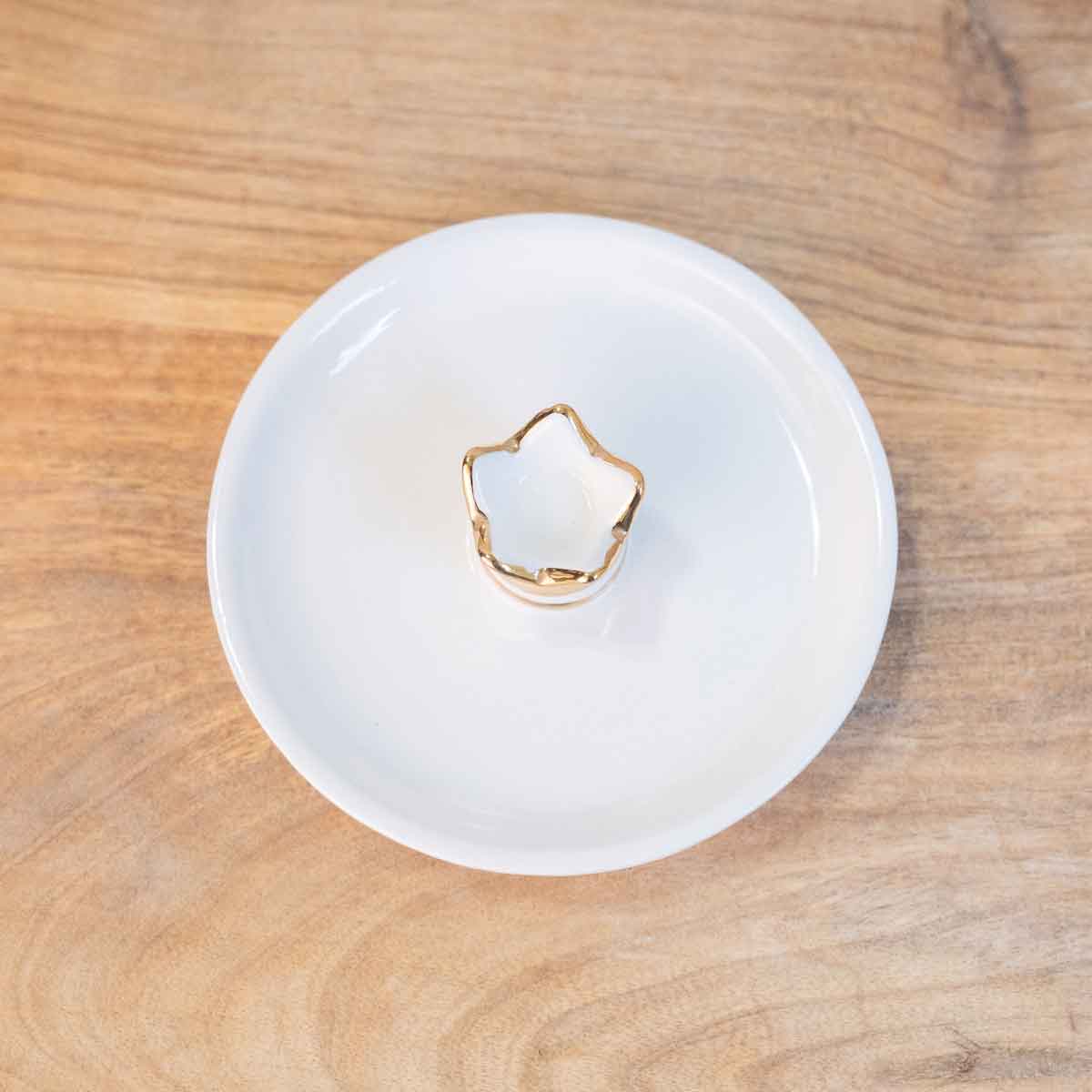 Her Highness Trinket Dish – Elegant White & Gold (5’’)