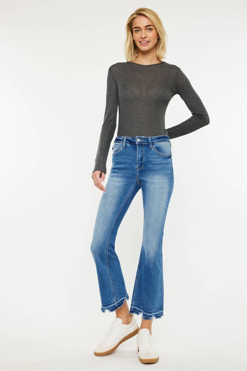 High Rise Crop Bootcut Jeans – Medium Wash - Jeans