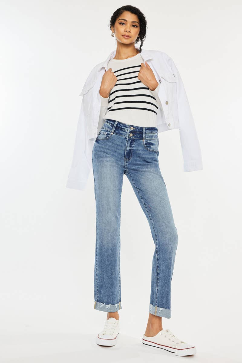 High Rise Slim Straight Jeans - Medium Wash - 3/25 - Jeans
