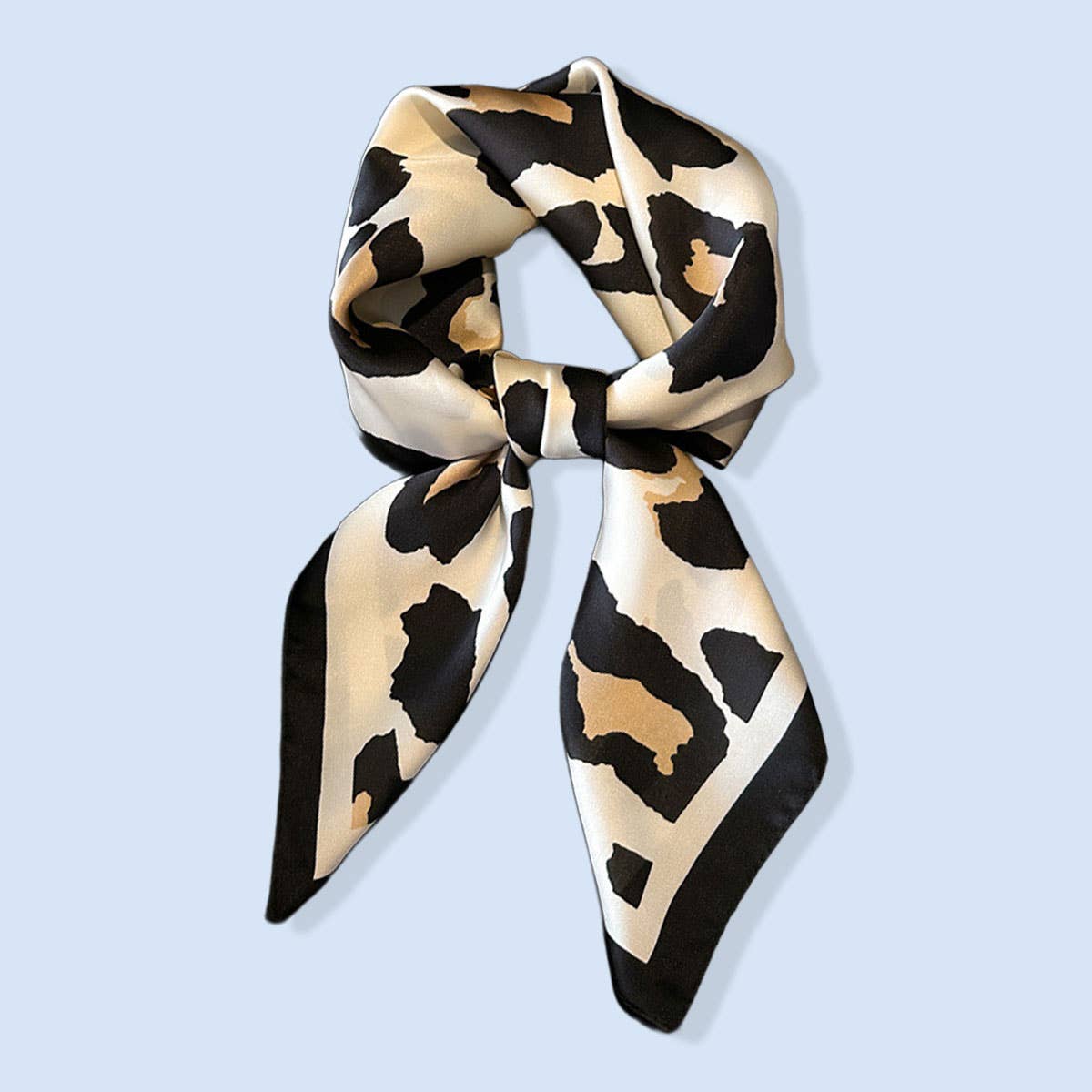 Leopard Print Satin Square Scarf – 27.6” Square - Leopard - Accessories