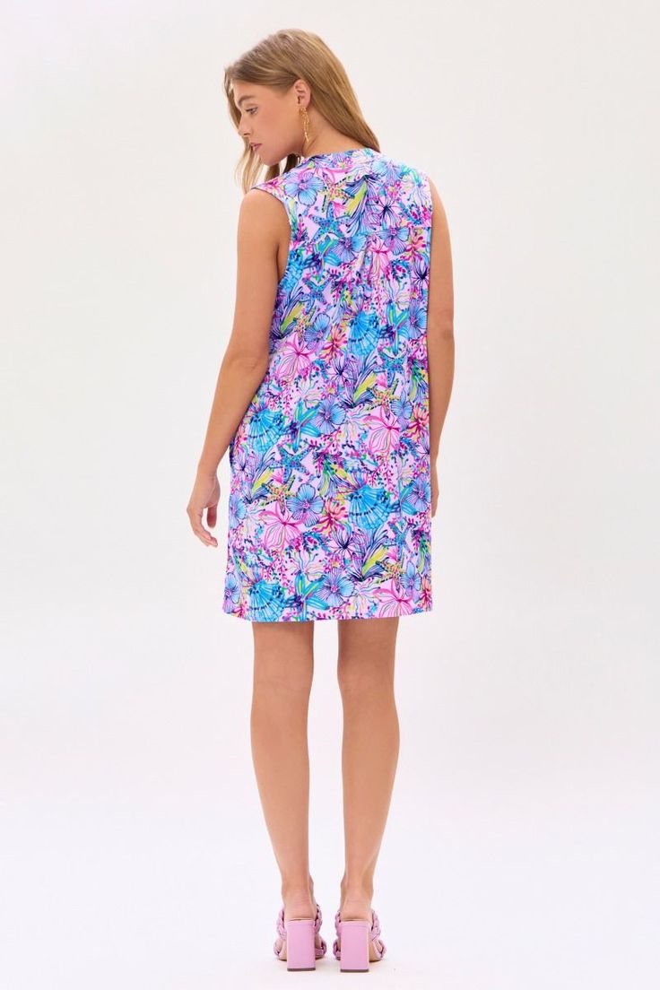 Lizzy Floral Pleated Tank Dress - Lilac - Dress