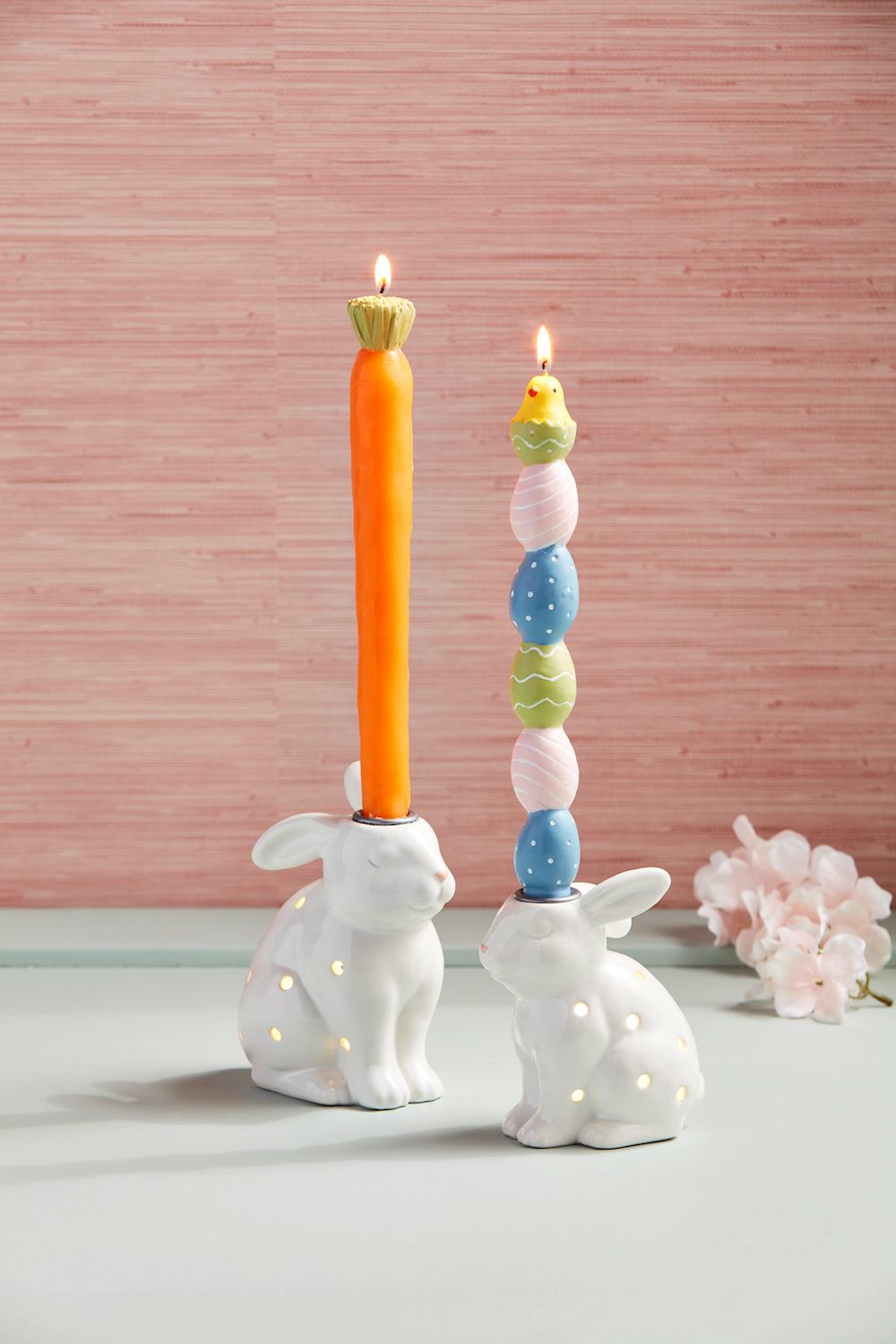Mud Pie LED Bunny Taper Holders (Large & Small) - Home