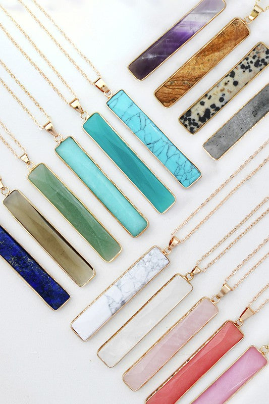 Natural Semi-Precious Stone Necklace – 27’’ Chain - Accessories