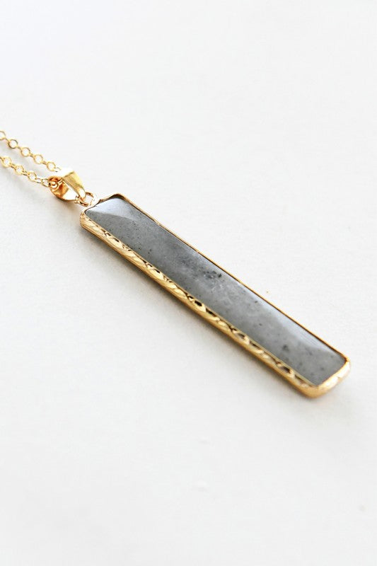 Natural Semi-Precious Stone Necklace – 27’’ Chain - Gray - Accessories