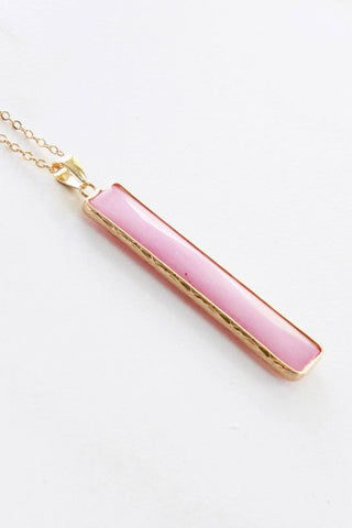 Natural Semi-Precious Stone Necklace – 27’’ Chain - Pink - Accessories