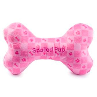Pink Checker “Chewy” Vuiton Bone - Dog Toys