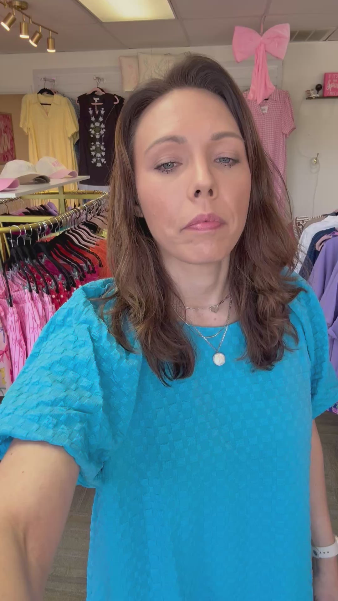 Jacquard Bubble Sleeve Mini Dress