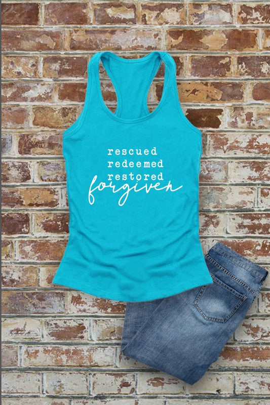 Rescued & Redeemed Racerback Tank - turquoise / S - Tank