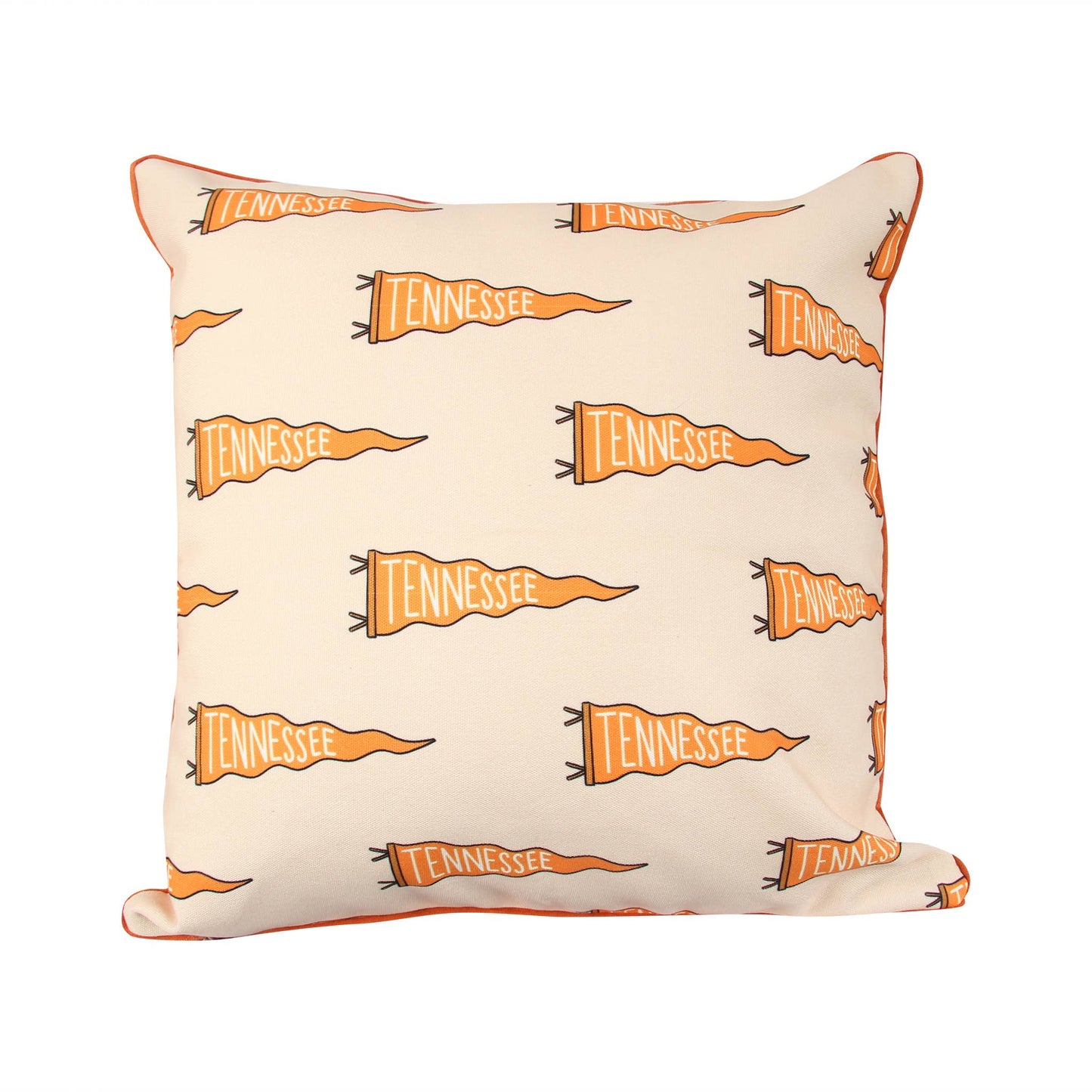 Reversible Tennessee Throw Pillow – Orange Gingham & Pennant Print (18x18’’) - Home