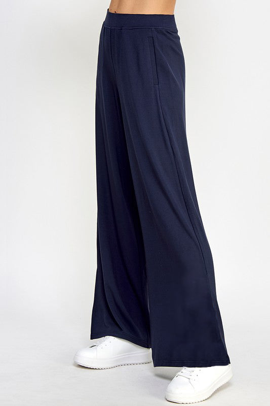 Navy Super Soft Wide-Leg Pants