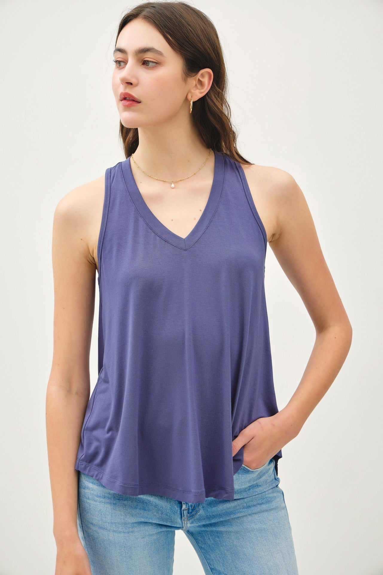 Soft Knit V-Neck Tank - Tank