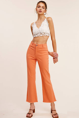 Soft Washed Stretchy High Waisted Flare Pants - Ginger / S - Pants
