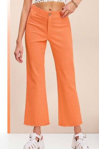 Soft Washed Stretchy High Waisted Flare Pants - Ginger / XS - Pants