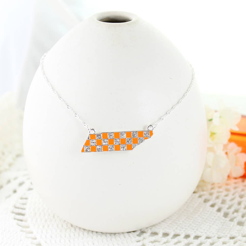 Tennessee Checkerboard Crystal Necklace – State Pride with Sparkle - Accessories