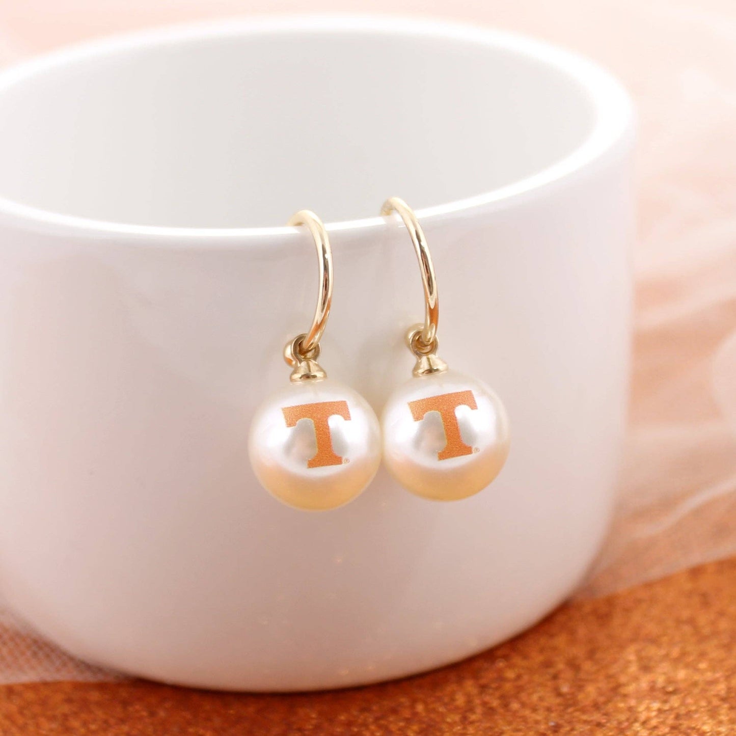 Tennessee Logo Pearl Hoop Earrings - Accessories